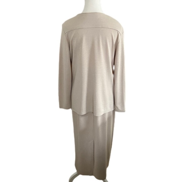 Worthington Knits 2 Piece Skirt Set Beige Long Sleeve with Maxi Skirt Size M - Picture 3 of 16